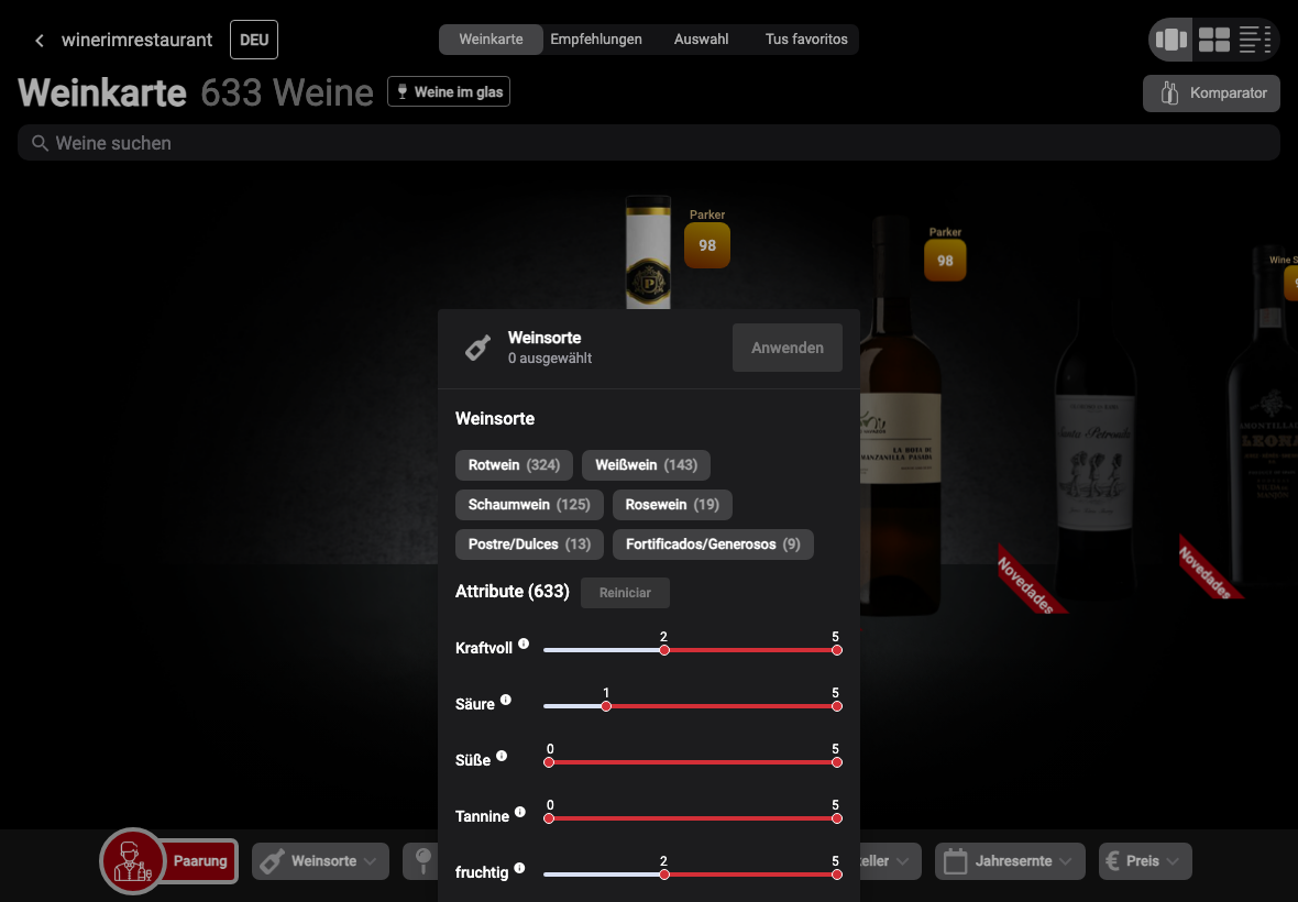 App Deutsch tipo vino