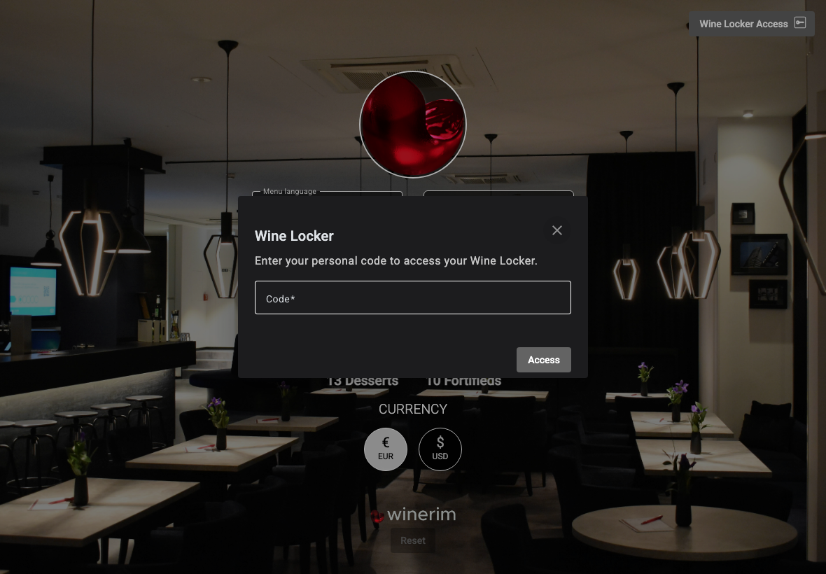 App English wine locker login