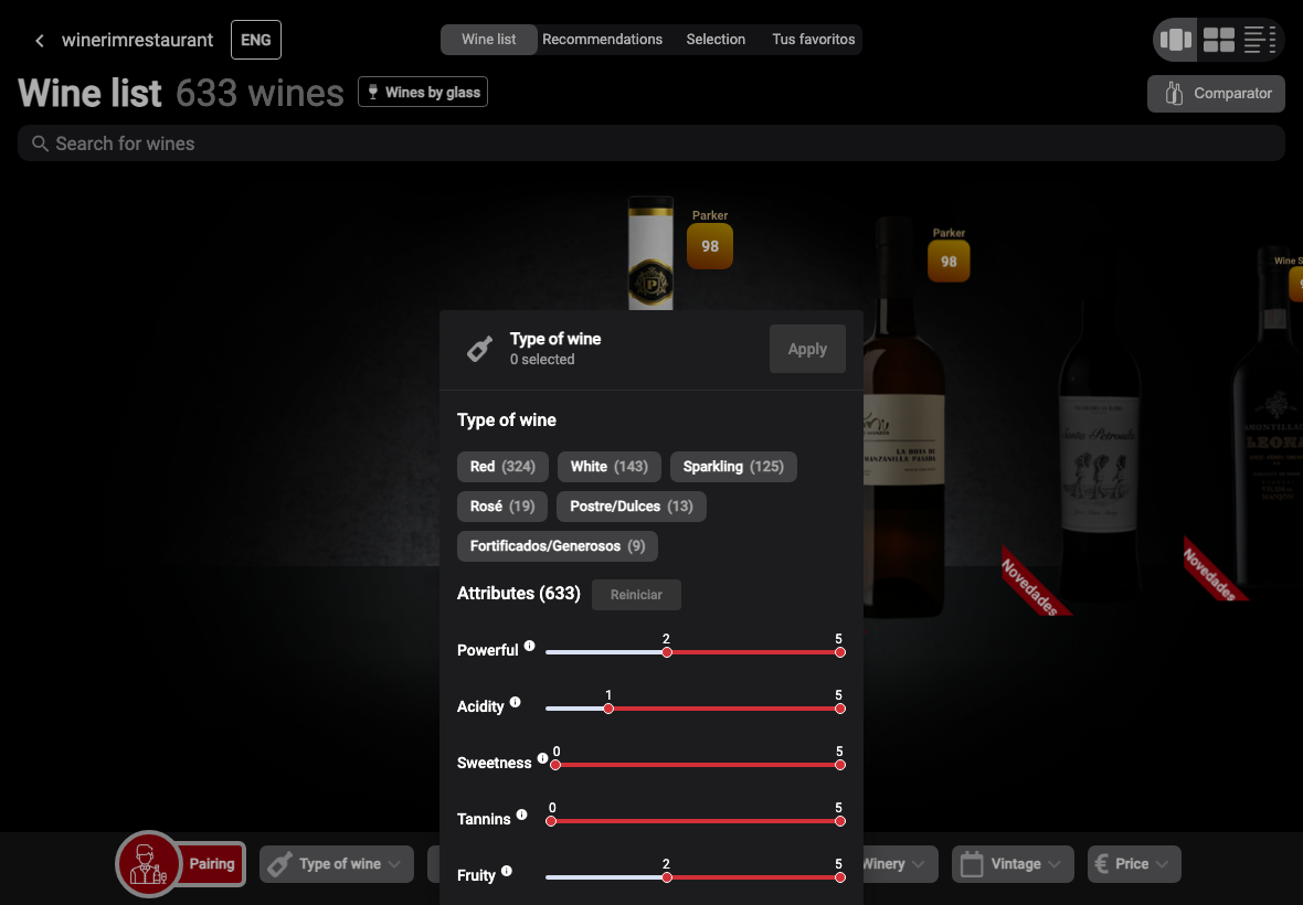 App English tipo vino