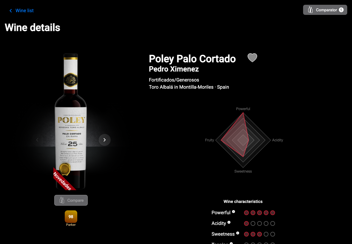 App English comparador un vino