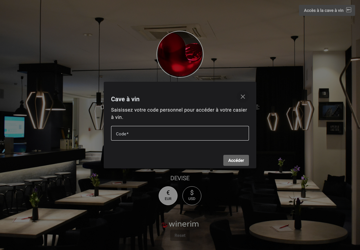 App Français wine locker login