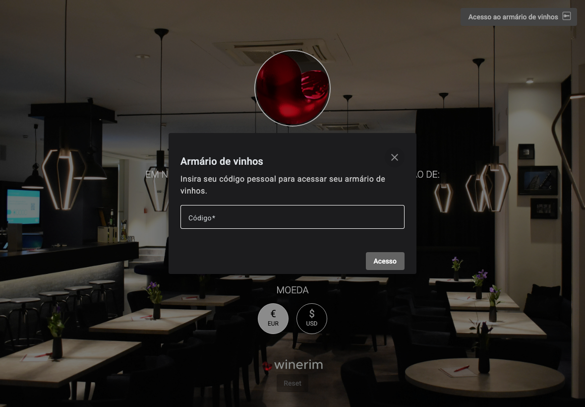 App Português wine locker login