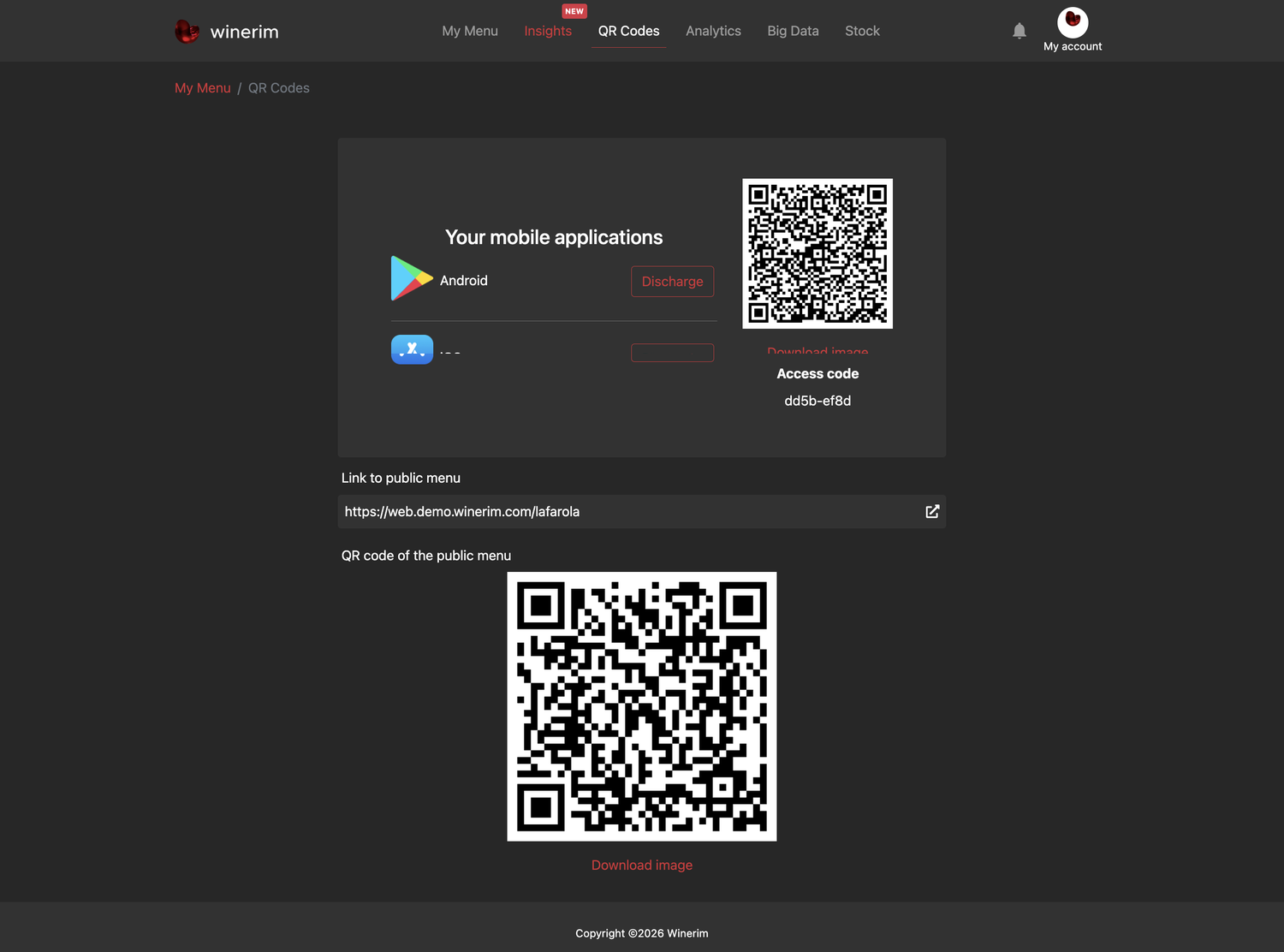 Editor English codigos qr