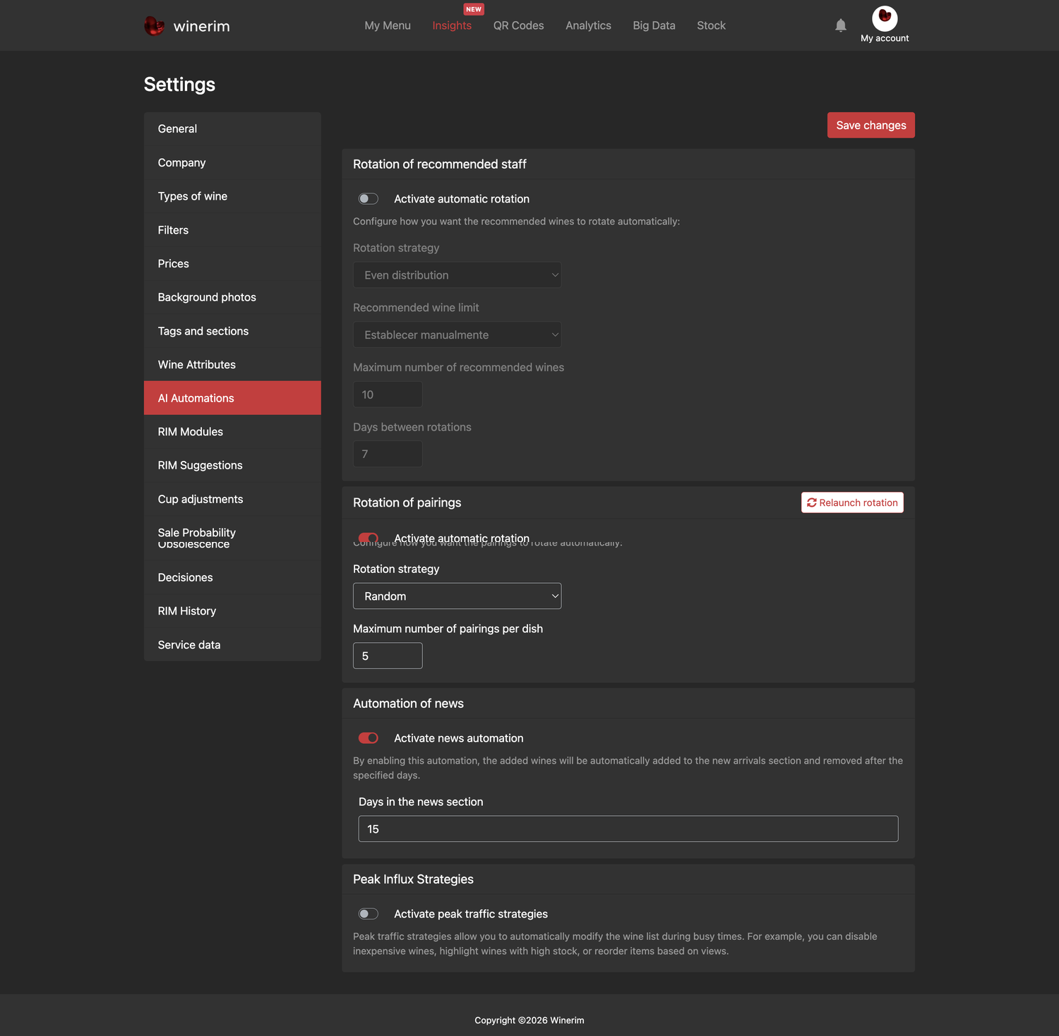 Editor English ajustes automatizaciones ia