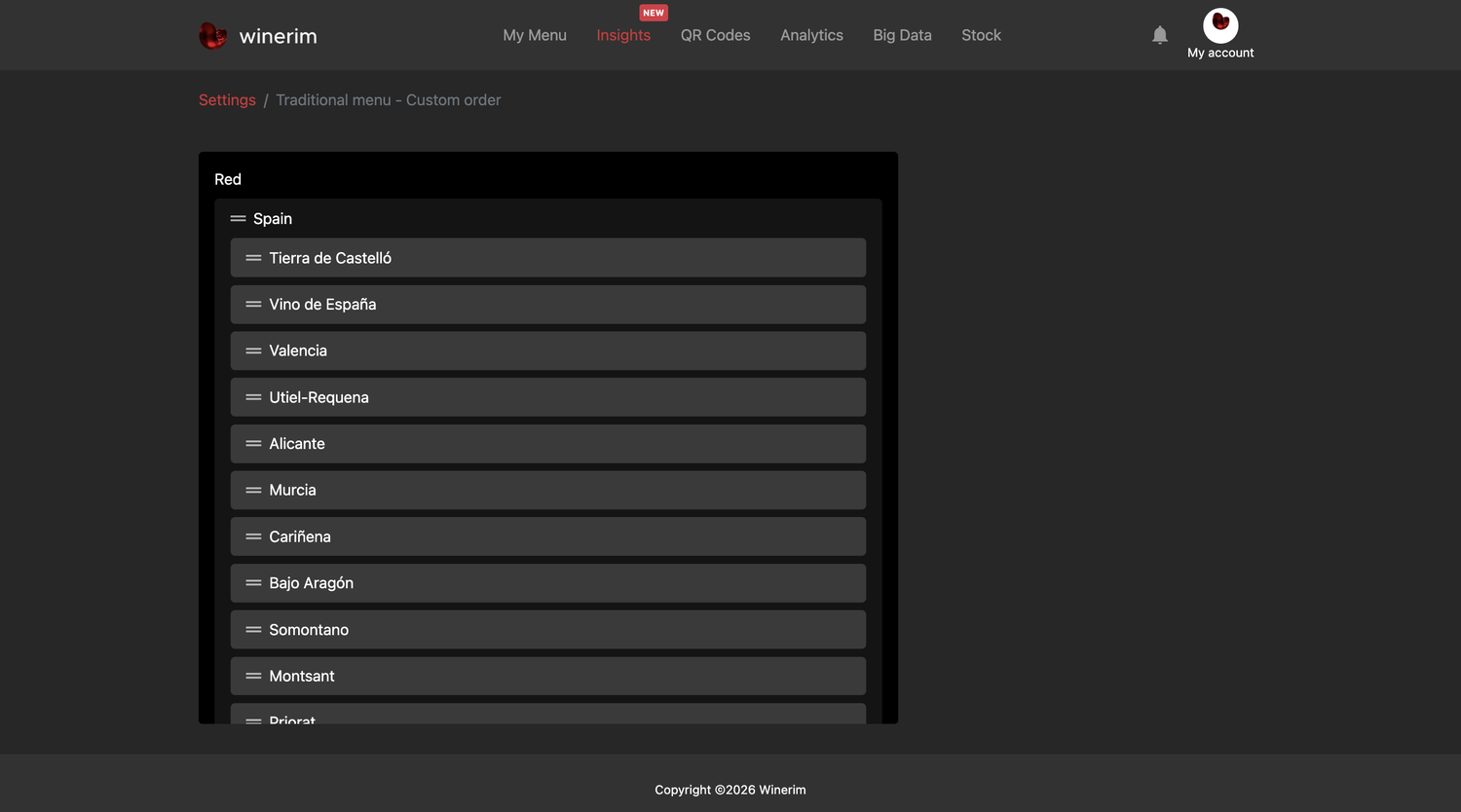 Editor English ajustes orden grupos