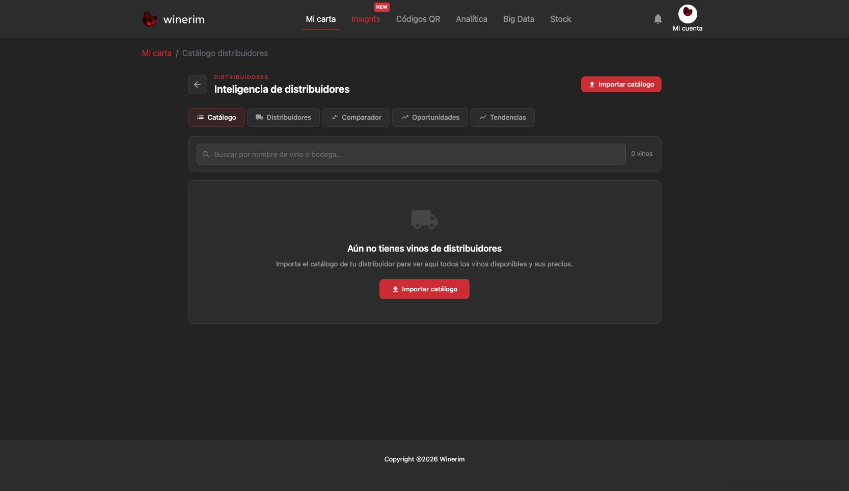 Catálogo distribuidores: vista general