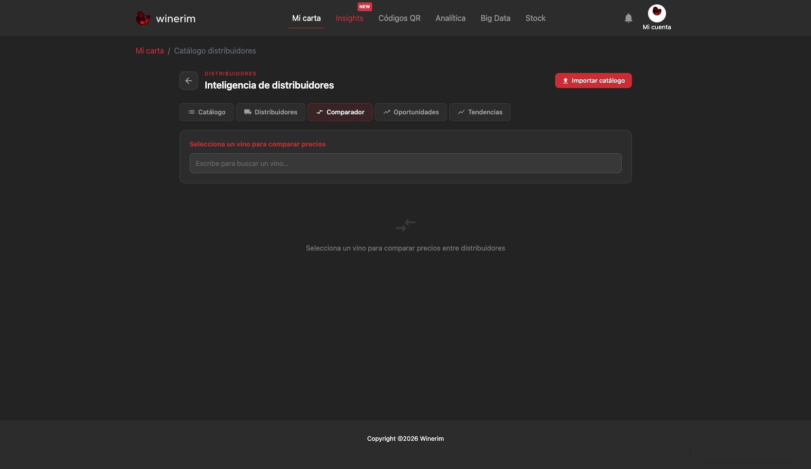 Catálogo distribuidores: comparador