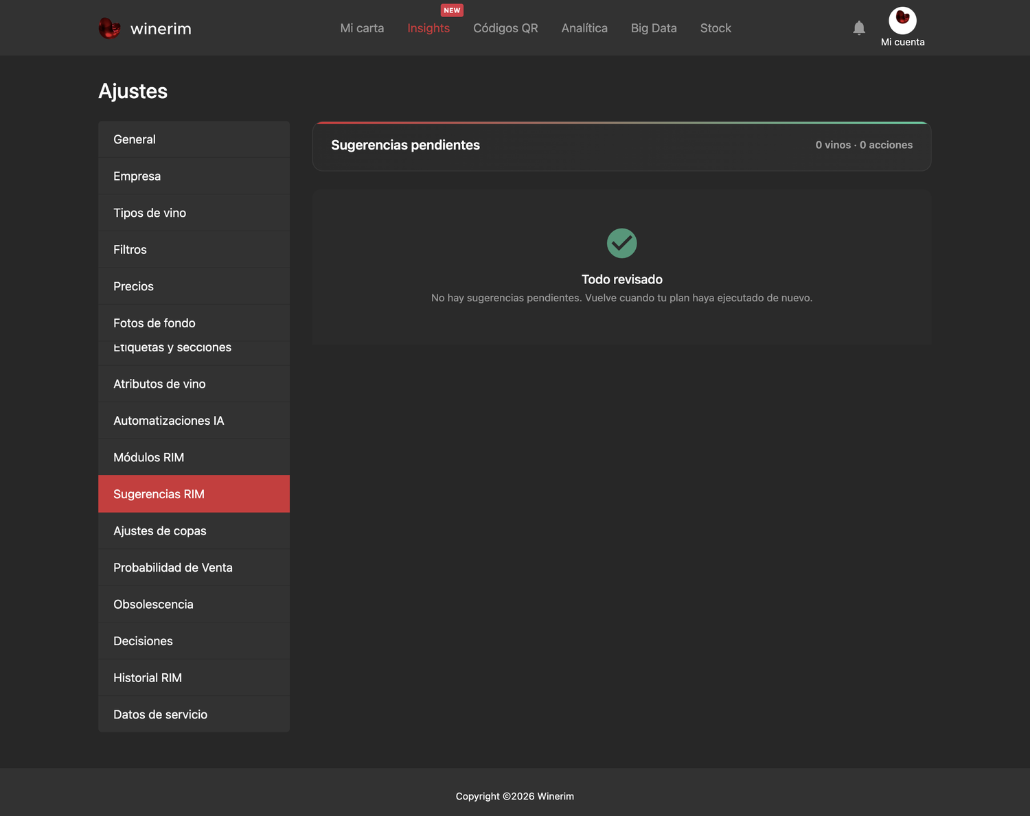 Editor Español ajustes sugerencias rim