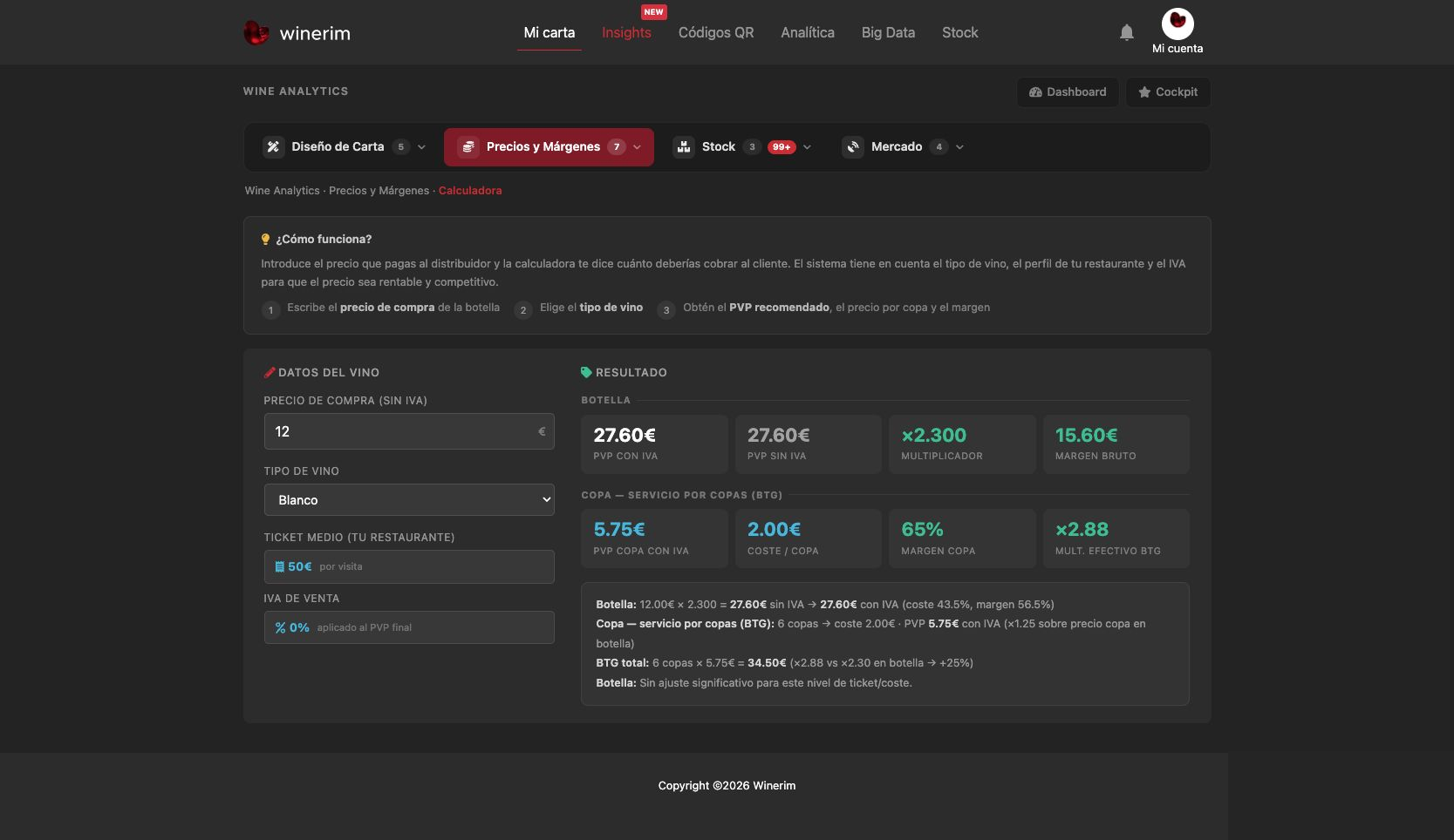 Márgenes: calculadora