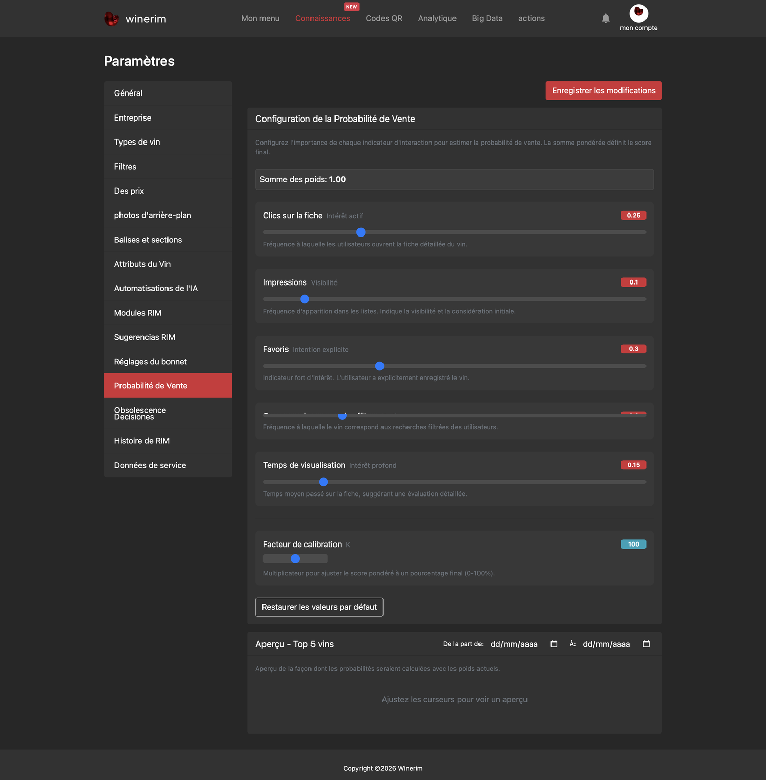 Editor Français ajustes probabilidad venta
