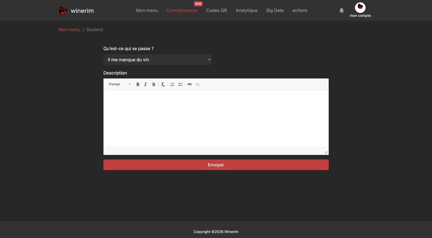 Editor Français soporte menu