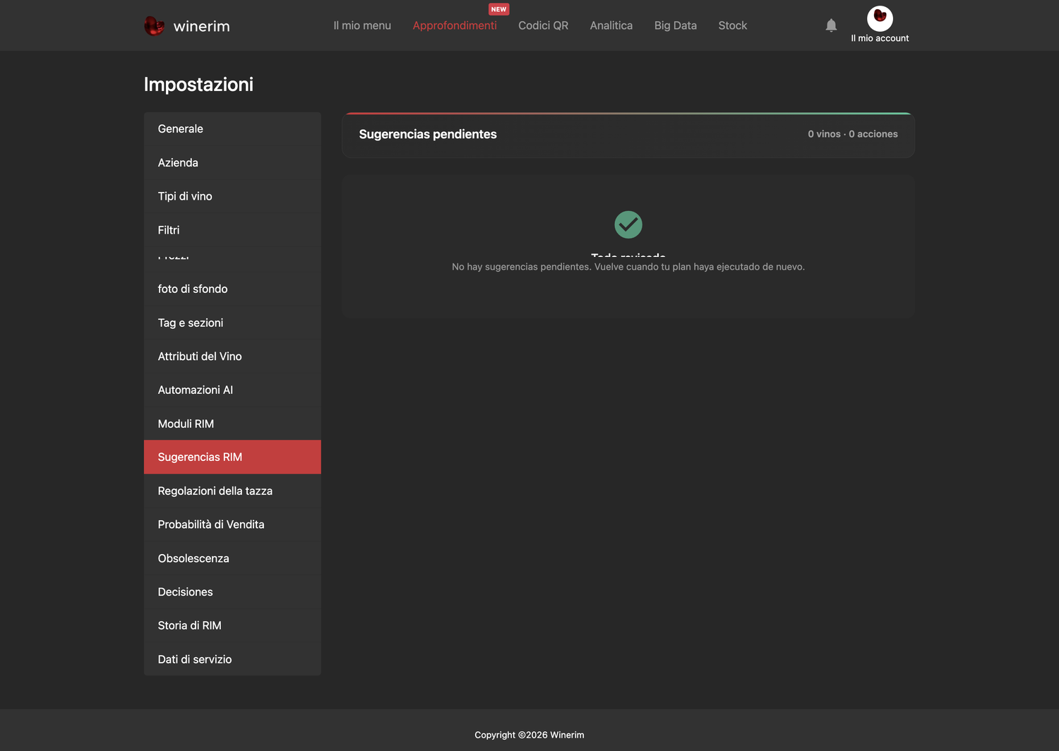 Editor Italiano ajustes sugerencias rim
