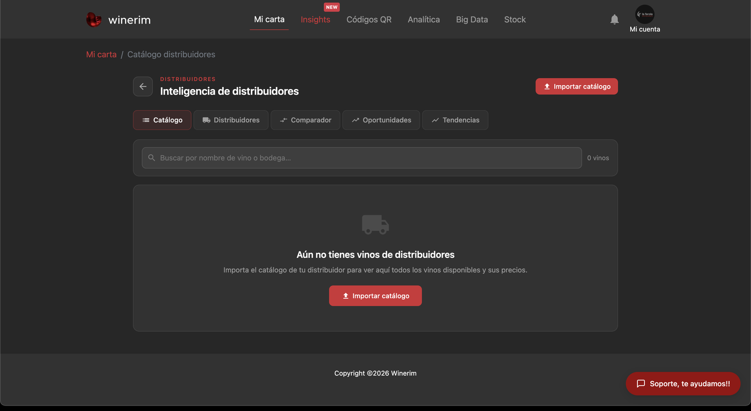 Catálogo distribuidores: vista general